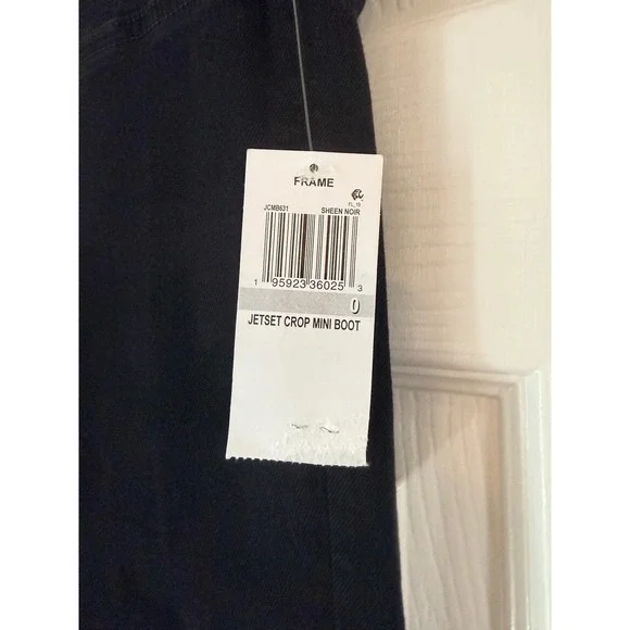 FRAME The Jetset High Rise Crop Bootcut Jeans Sheen Noir Size 0 - Picture 3 of 4